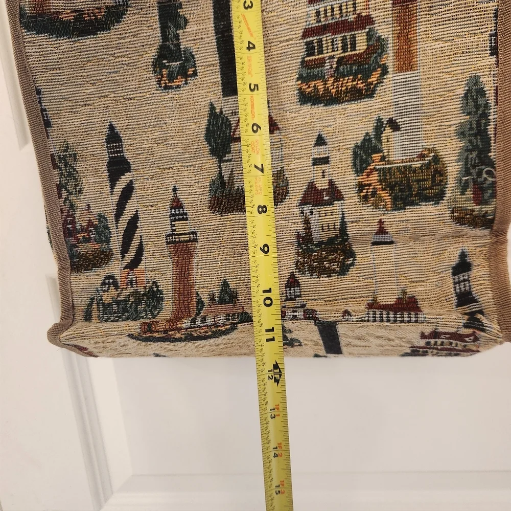 Women's Lighthouse Shopping Tote Beach Handbag Travel  Zippered W/ Coin Purse #O